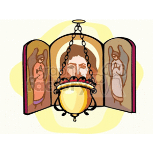 Religious Icon with Triptych and Incense Burner