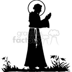 Silhouette of Praying Religious Figure with Halo