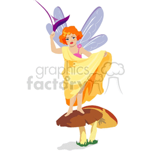 Whimsical Fairy Standing on Mushroom