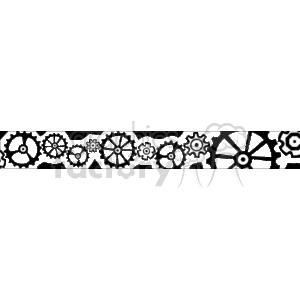 The clipart image features a series of interconnected gears or cogwheels in various sizes and designs. These gears represent mechanical, industrial, or technological concepts, often associated with machinery, teamwork, or complex processes.