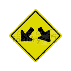 Yellow Merging Lanes Traffic Sign