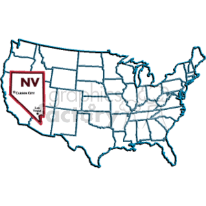 Nevada State Highlight on US Map