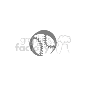 The image is a simple grayscale clipart of a baseball. The symbol features the distinct stitching pattern that is typically seen on a baseball.