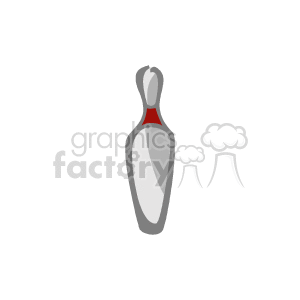 The image appears to be a clipart of a grey bowling pin with a red neck marking, commonly found in the sport of bowling.