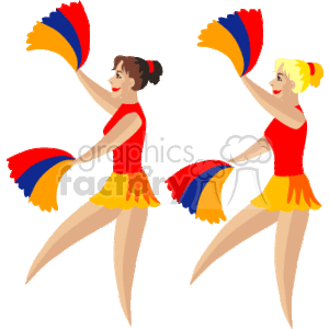 Cheerleaders with Colorful Pom-Poms