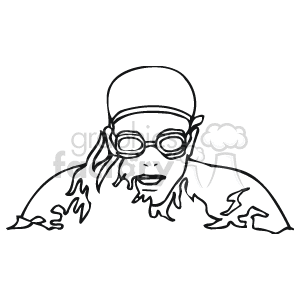 Illustration of Swimmer with Goggles and Cap