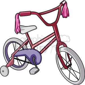 Childrens bike with stabilizers in red