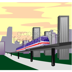 Modern Train and City Skyline - Urban Transportation