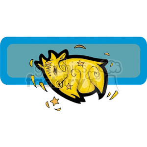 Clipart image of a zodiac star sign illustrated with a stylized yellow Taurus symbol against a blue rectangular background.
