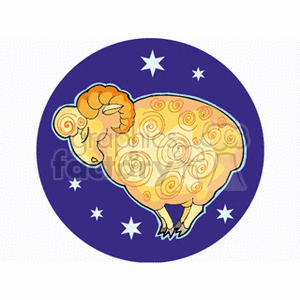 Aries Zodiac Symbol with Ram and Stars