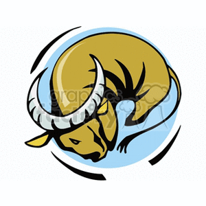 Illustration of the Taurus star sign with a stylized bull inside a circular background.