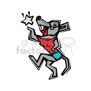 A colorful and stylized clipart image of a rat wearing a red shirt and blue pants, holding a star. This image is related to star signs and horoscopes, specifically the Chinese Zodiac sign Rat.