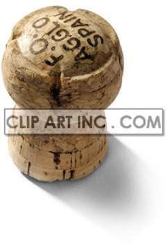 A close-up clipart image of a champagne cork with the text 'F.O. Agelio Spain' printed on top.