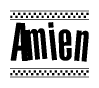 Amien Bold Text with Racing Checkerboard Pattern Border
