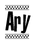 Ary Bold Text with Racing Checkerboard Pattern Border