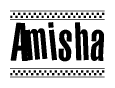Amisha Bold Text with Racing Checkerboard Pattern Border