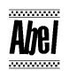 The clipart image displays the text Abel in a bold, stylized font. It is enclosed in a rectangular border with a checkerboard pattern running below and above the text, similar to a finish line in racing. 