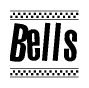 The image contains the text Bells in a bold, stylized font, with a checkered flag pattern bordering the top and bottom of the text.