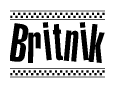 The image contains the text Britnik in a bold, stylized font, with a checkered flag pattern bordering the top and bottom of the text.