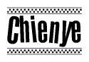 The clipart image displays the text Chienye in a bold, stylized font. It is enclosed in a rectangular border with a checkerboard pattern running below and above the text, similar to a finish line in racing. 