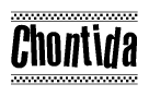The clipart image displays the text Chontida in a bold, stylized font. It is enclosed in a rectangular border with a checkerboard pattern running below and above the text, similar to a finish line in racing. 