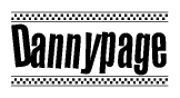 The clipart image displays the text Dannypage in a bold, stylized font. It is enclosed in a rectangular border with a checkerboard pattern running below and above the text, similar to a finish line in racing. 