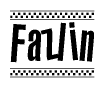 The clipart image displays the text Fazlin in a bold, stylized font. It is enclosed in a rectangular border with a checkerboard pattern running below and above the text, similar to a finish line in racing. 