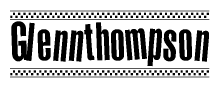 The image contains the text Glennthompson in a bold, stylized font, with a checkered flag pattern bordering the top and bottom of the text.