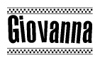 The image contains the text Giovanna in a bold, stylized font, with a checkered flag pattern bordering the top and bottom of the text.