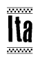 The image contains the text Ita in a bold, stylized font, with a checkered flag pattern bordering the top and bottom of the text.