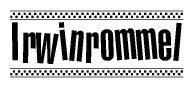 The image contains the text Irwinrommel in a bold, stylized font, with a checkered flag pattern bordering the top and bottom of the text.