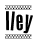 The image contains the text Iley in a bold, stylized font, with a checkered flag pattern bordering the top and bottom of the text.
