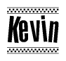 Kevin Bold Text with Racing Checkerboard Pattern Border