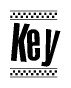 Key Bold Text with Racing Checkerboard Pattern Border