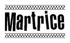 The clipart image displays the text Martrice in a bold, stylized font. It is enclosed in a rectangular border with a checkerboard pattern running below and above the text, similar to a finish line in racing. 