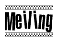 The clipart image displays the text Meiling in a bold, stylized font. It is enclosed in a rectangular border with a checkerboard pattern running below and above the text, similar to a finish line in racing. 