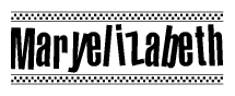 The clipart image displays the text Maryelizabeth in a bold, stylized font. It is enclosed in a rectangular border with a checkerboard pattern running below and above the text, similar to a finish line in racing. 