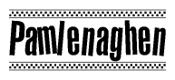 The image contains the text Pamlenaghen in a bold, stylized font, with a checkered flag pattern bordering the top and bottom of the text.