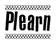 The clipart image displays the text Plearn in a bold, stylized font. It is enclosed in a rectangular border with a checkerboard pattern running below and above the text, similar to a finish line in racing. 