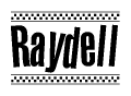 The clipart image displays the text Raydell in a bold, stylized font. It is enclosed in a rectangular border with a checkerboard pattern running below and above the text, similar to a finish line in racing. 