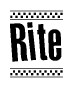 The clipart image displays the text Rite in a bold, stylized font. It is enclosed in a rectangular border with a checkerboard pattern running below and above the text, similar to a finish line in racing. 