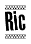 The clipart image displays the text Ric in a bold, stylized font. It is enclosed in a rectangular border with a checkerboard pattern running below and above the text, similar to a finish line in racing. 
