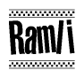 The clipart image displays the text Ramli in a bold, stylized font. It is enclosed in a rectangular border with a checkerboard pattern running below and above the text, similar to a finish line in racing. 