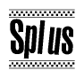 The clipart image displays the text Splus in a bold, stylized font. It is enclosed in a rectangular border with a checkerboard pattern running below and above the text, similar to a finish line in racing. 