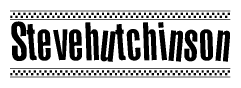 The image contains the text Stevehutchinson in a bold, stylized font, with a checkered flag pattern bordering the top and bottom of the text.