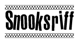 The image contains the text Snooksriff in a bold, stylized font, with a checkered flag pattern bordering the top and bottom of the text.
