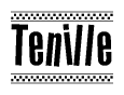 The clipart image displays the text Tenille in a bold, stylized font. It is enclosed in a rectangular border with a checkerboard pattern running below and above the text, similar to a finish line in racing. 