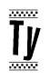 The image contains the text Ty in a bold, stylized font, with a checkered flag pattern bordering the top and bottom of the text.