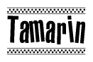 The clipart image displays the text Tamarin in a bold, stylized font. It is enclosed in a rectangular border with a checkerboard pattern running below and above the text, similar to a finish line in racing. 