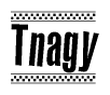 The clipart image displays the text Tnagy in a bold, stylized font. It is enclosed in a rectangular border with a checkerboard pattern running below and above the text, similar to a finish line in racing. 